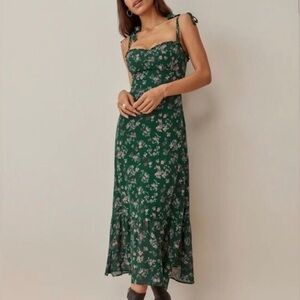 Reformation Green Floral Dress